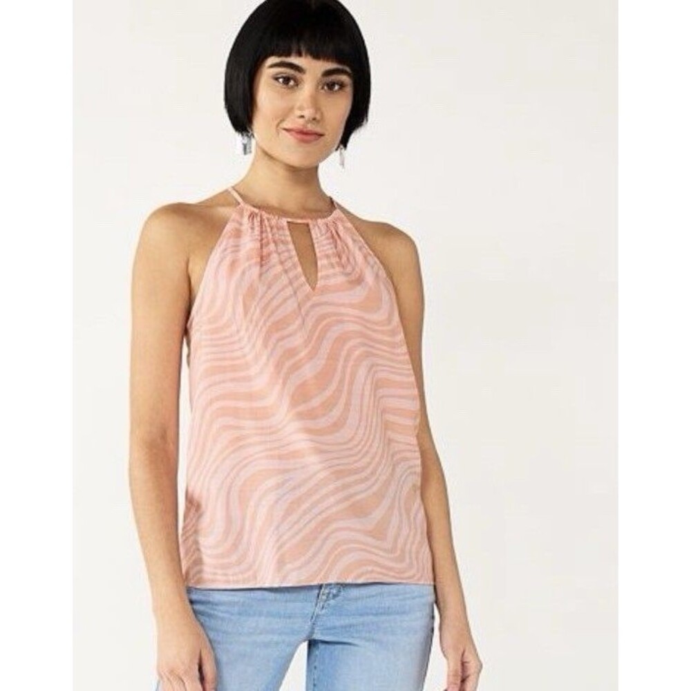 Women's  Sexy Nine West High Neck Keyhole Swirl Tank Summer Sz XL New
